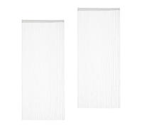 Relaxdays String, Set of 2, Shortenable, with Rod Tunnel, 90 x 245 cm, Door Curtain, Room Divider, White, Polyester