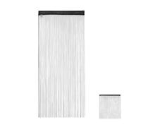Relaxdays String, Set of 2, Shortenable, with Rod Tunnel, 90 x 245 cm, Door Curtain, Room Divider, Black, Polyester