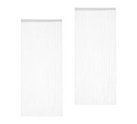 Relaxdays String, Set of 2, Shortenable, with Rod Tunnel, 90 x 245 cm, Door Curtain, Room Divider, White, Polyester