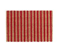 Relaxdays Coir Doormat, HxWxD: 1.5 x 60 x 40 cm, Striped, Nonslip, Rubber, Coconut Fibres, Brown/Red, Coco