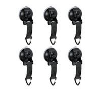 Relaxdays Suction Cup Hook, Set of 6, Camping, Motorhome, Car, Strong, Hold up to 2 kg, Travel Accessories, Black, Ceramics, 29 x 20 x 20 cm