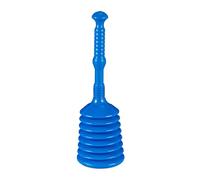 Relaxdays Suction Cup Plunger, HWD: 49 x 15.5 x 15.5 cm, Drain Tamper, Unclogging, WC, Washbasin & Shower, Plastic, Blue