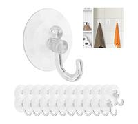 Relaxdays Suction Cup Towel Hooks, Set of 24, Extra Strong, 1kg Loadable, Plastic Holders, Glass & Tile, Transparent