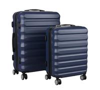 Relaxdays suitcase set, 2-piece, 2 sizes, 4 swivel wheels, hard shell, telescopic handle, combination lock, dark blue