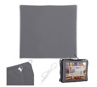 Relaxdays Sun Sail, 5 x 5 m, Polyester, Waterproof, Canvas Eyelets & Tension Ropes, Sun Cloth Square, Dark Grey