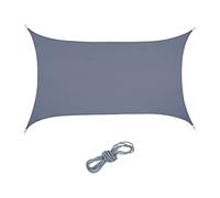 Relaxdays Sun Sail Shade Rectangular, PES Fabric, UV Protection, Canopy with Ropes, 2 x 3 m, Dark Grey, Polyester
