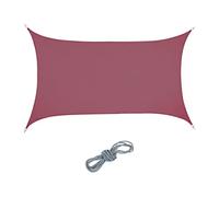 Relaxdays Sun Sail Shade Rectangular, PES Fabric, UV Protection, Canopy with Ropes, 2 x 3 m, Dark Red