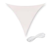 Relaxdays Sun Sail Shade, Triangular Awning, 2 x 2 x 2 m, HDPE Fabric, Patio & Garden, with Tensioning Ropes, Beige, White, 2x2x2m