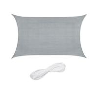 Relaxdays Sun Sail Shade, Triangular Awning, 2 x 3 m, HDPE Fabric, for Patio & Garden, with Tensioning Ropes, Light Grey, 2x3m