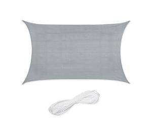 Relaxdays Sun Sail Shade, Triangular Awning, 2 x 3 m, HDPE Fabric, for Patio & Garden, with Tensioning Ropes, Light Grey
