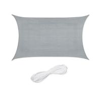 Relaxdays Sun Sail Shade, Triangular Awning, 3 x 4 m, HDPE Fabric, for Patio & Garden, with Tensioning Ropes, Light Grey, 3x4m