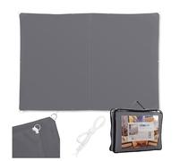 Relaxdays Sun Shade Sail, 2 x 3 m, Polyester, Waterproof, Canvas with Eyelets, Tension Ropes, Sun Cloth Rectangular, Dark Grey