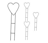 Relaxdays Support Heart Set of 4, Metal, Climbing, Pot & House, HWD: 48 x 14.5 x 0.5 cm, Plant, Black, Iron