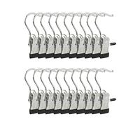 Relaxdays Swivel Boot Hangers, Single Metal Clip Coat Hangers Set of 20, Rubberized Clothes Peg, HWD: 10.5x5x2 cm, Silver/Black