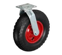 Relaxdays Swivel Castor, 3.50-6, Max. Load 120 kg, Rubber, Steel Plate, Air-Filled, Heavy-Duty Wheel,