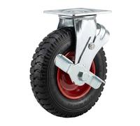 Relaxdays swivel castor with brake, 2.50-4, 120 kg, black/red