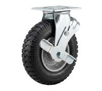 Relaxdays swivel castor with brake, 2.50-4, 120 kg, black/silver