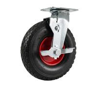 Relaxdays swivel castor with brake, 3.00-4, 120 kg, black/red