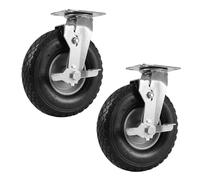 Relaxdays swivel castor with brake, set of 2, 3.00-4, black/silver