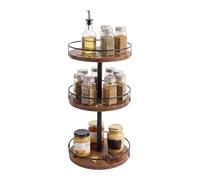 Relaxdays swivel kitchen shelf, HxD: 48 x 25 cm, 3 shelves, brown/black