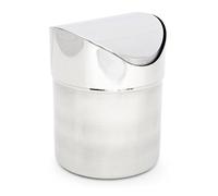 Relaxdays Table Dustbin Mini Waste Bin Container Kitchen Countertop Tabletop Trash Garbage Can Bin 1.2L Shiny Stainless Steel, Silver