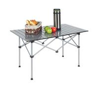 Relaxdays Table, Folding, HWD: 55 x 95 x 53 cm, Camping & Picnic, Portable Outdoor Furniture, Steel, Silver