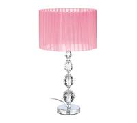 Relaxdays Table Lamp, Bedside Lamp in Crystal Design, H x D: 54 x 29.5 cm, E27 Socket, Table Lamp with Shade, Pink