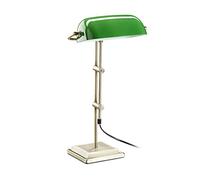 Relaxdays Table Lamp Brass Finish Green Glass Table Lamp, Decorative Lamp Retro Desk Lamp, H x W x D: 52 x 27 x 18 cm Bronze