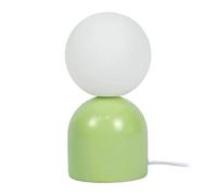 Relaxdays Table Lamp, Ceramic Base and Glass Lampshade G9, H x D: 21 x 11 cm, Bedside Lamp with Cable, for Bedroom, Green/White
