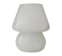 Relaxdays table lamp, mushroom design, glass, E27, battery-powered bedside lamp, HxD: 24 x 16 cm, touch function, white