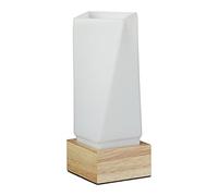 Relaxdays Table Lamp Opal Glass Cube Table lamp Mood Light, Glass Wood, Blanc/Nature 40 wattsW 230 voltsV