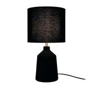 Relaxdays Table Lamp, Patterned Ceramic Base, Fabric Shade, E14, H x D: 42 x 23 cm, Bedside Lamp with Cable, Black