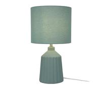Relaxdays Table Lamp, Patterned Ceramic Base, Fabric Shade, E14, H x D: 42 x 23 cm, Bedside Lamp with Cable, Mint Green