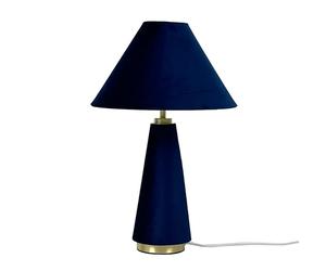 Relaxdays Table Lamp, Velvet Shade & Metal Base, E14, Dark Blue/Gold | HD 47 x 30 cm, bedside lamp with cable, bedroom