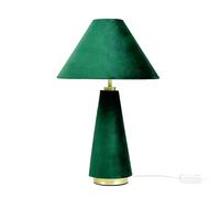 Relaxdays Table Lamp, Velvet Shade & Metal Base, E14, HD 47 x 30 cm, Bedside Lamp with Cable, Bedroom, Dark Green/Gold