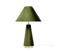 Relaxdays Table Lamp, Velvet Shade & Metal Base, E14, HxD: 47 x 30 cm, Bedside Lamp with Cable, Bedroom, Olive/Gold