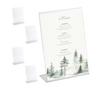 Relaxdays Table Stand, Set of 5, DIN A4, Stand-up Display, for Menu Cards, Advertising, Weddings, Acrylic, Transparent