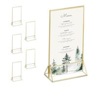 Relaxdays Table Stand, Set of 6, DIN A6, Wedding, for Menu, Photos & Numbers, Acrylic Card Holder, Transparent, 19 x 11 x 6 cm