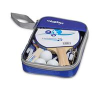 Relaxdays Table Tennis Ping Pong Set with 2 Paddles, Net & 3 Table Tennis Balls in Transport Bag: 27 x 18 x 4 cm, Ping Pong Game, Table Tennis Equipment, Blue