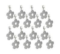 Relaxdays Tablecloth Weights, Set of 16, Flower Design, Paperweight, Curtain Clip, Cinch Grip, Stainless Steel, Silver, 8.5 x 6 x 1 cm
