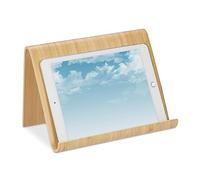 Relaxdays Tablet Stand, Reading Frame, Modern Design, Book and Device Holder, Cookbook, HWD: 17 x 26 x 15.5 cm, Natural, Wood