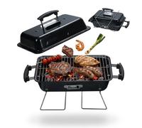Relaxdays Tabletop folding grill, H x W x D: 36 x 56 x 30.5 cm, black