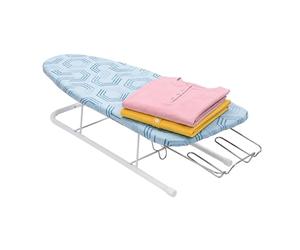 Relaxdays tabletop ironing board, 76 x 30.5 cm surface, blue/white