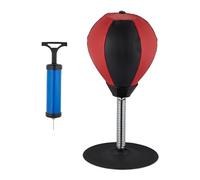 Relaxdays Table Bag, Desk Office, Mini Boxing Stress, Standing Punch Ball, Red/Black, 50% 30% Steel 20% Plastic, 1 Item