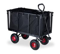 Relaxdays Tall Heavy-Duty Cart with Red Rims