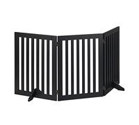 Relaxdays Tall Safety Gate for Kids & Pets, with Feet and Floor Protectors, Free-Standing Barrier, 70 x 154 cm, Black, Fibreboard