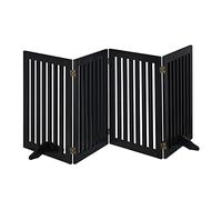 Relaxdays Tall Safety Gate for Kids & Pets, with Feet and Floor Protectors, Free-Standing Barrier, 70 x 205 cm, Black, Fibreboard
