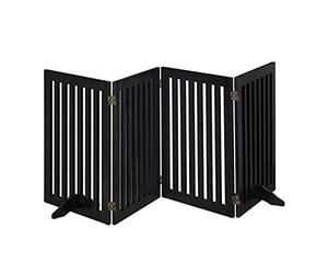 Relaxdays Tall Safety Gate for Kids & Pets, with Feet and Floor Protectors, Free-Standing Barrier, 70 x 205 cm, Black