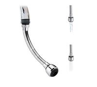 Relaxdays Extension, Flexible Attachment, for Kitchen Tap, 2 Spray Types, 4 Threads: M16 to M24, 30 cm Long, Silver, Stainless steel, 30 x 3.5 x 3.5 cm