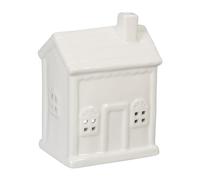 Relaxdays Tea Light House Ceramic, Light through Windows, for One Candle, HWD: 12.5 x 9 x 7 cm, Cute Table Decor, White